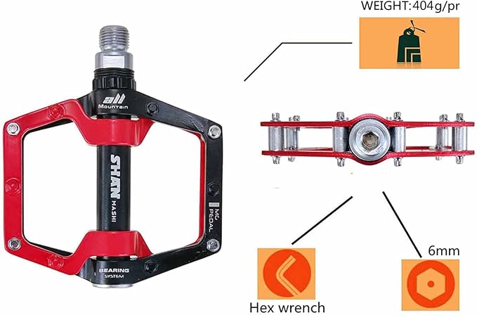 Bicycle Pedals-Aluminium Alloy Bicycle Pedals-Mountain Bike Pedals with Removable Non-Slip Studs 9/16