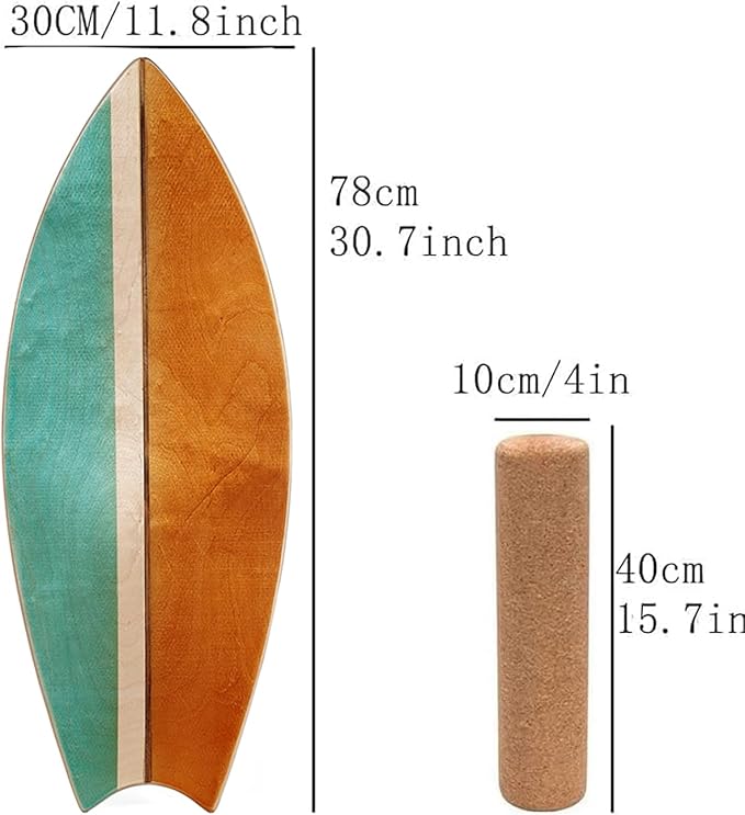 Balance Board Indoor Surfboard Surf Style Home Fitness with Wheel for Exercise, Athletic Training and Board Sports - Fun Workout Equipment For Balance, Stability and Improving Core Strength