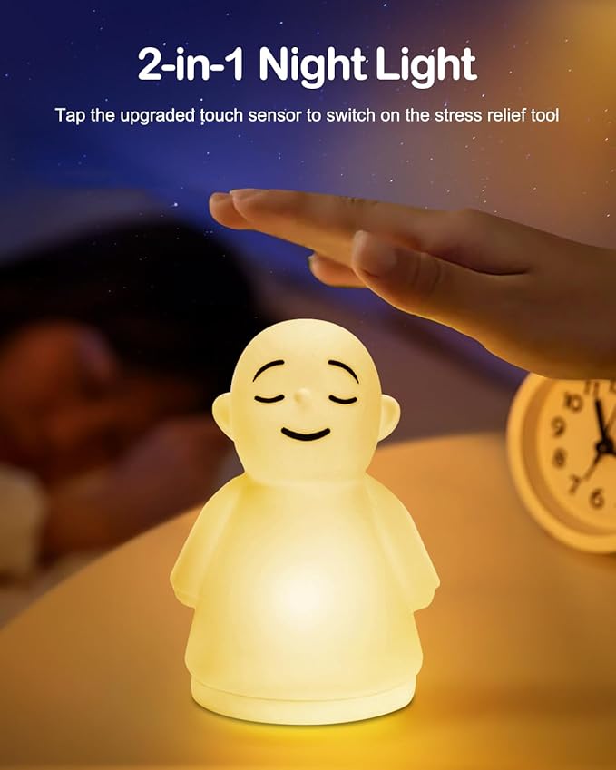 Mindfulness Meditation Anxiety & Stress Relief Tool for Women Men- Relaxing for Adults Kids - Upgraded 2 in 1 Touch Breathing Night Light