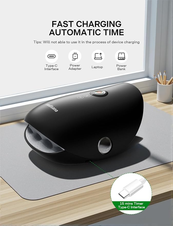 Hand Massager with Heat and Compression, Cordless Hand Massager for Arthritis and Carpal Tunnel Relief, Knuckle Stretching Massage, Personalized Birthday Gifts for Women/Men-Black