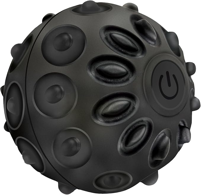 FirstHealth Vibrating Massage Ball, Silicone Recovery Roller with 2 Massage Speeds, Textured Massager Ball for Muscles and Tissues, Post-Workout Recovery Device, Battery Operated and Easy to Clean