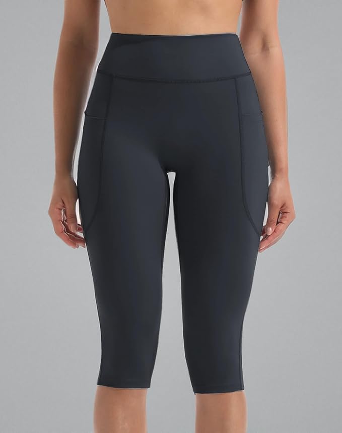 NELEUS Women's Tummy Control High Waist Capri Running Leggings Yoga Pants with Pocket