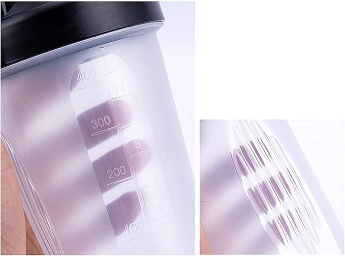 Shaker Bottle for Protein Powder w. Classic Loop Top & BPA free ,Secure Screw-On Lid, Stay Open Flip Cap,BPA Free,400 ML Black Cover Clear Body Clear Body-16 Oz