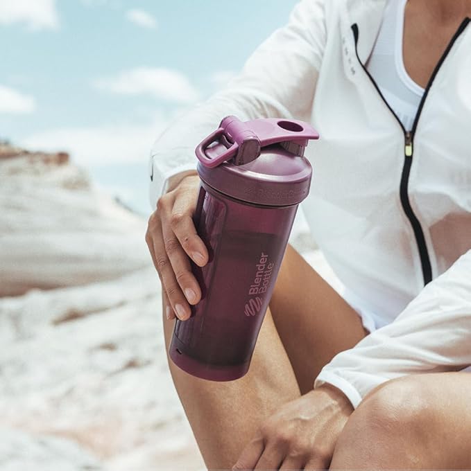 BlenderBottle Classic V2 Shaker Bottle Perfect for Protein Shakes and Pre Workout, 20-Ounce (3 Pack), Red, Green, Plum