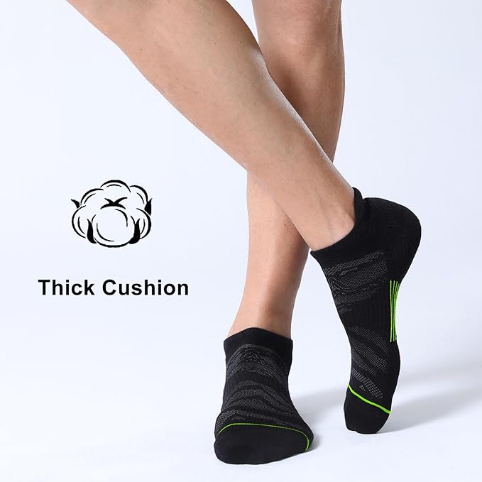 FITRELL Men's 6 Pack Ankle Running Socks Low Cut Cushioned Athletic Sports Socks 7-9/9-12/12-15