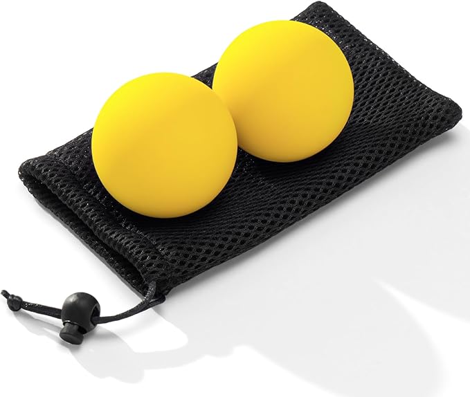 Massage Lacrosse Balls for Myofascial Release,Yoga Deep Tissue Massage,Trigger Point Therapy and Foot Plantar Fasciitis,Muscle Soreness Massager Ball (2 Packs) (Yellow)