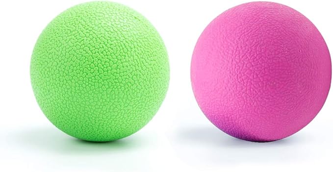 Yoga Massage Ball - Best Trigger Point Ball for Myofascial and Fascia Release, Foot and Back Massage, Therapy (Green + Pink)