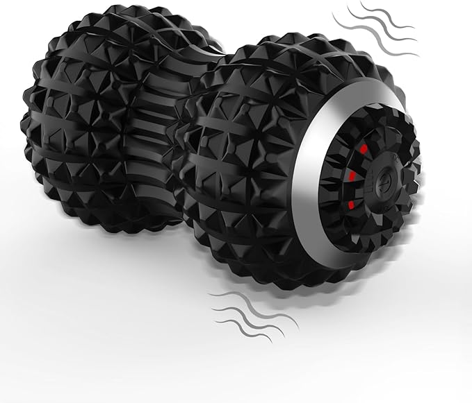 Uppye Vibrating Massage Ball for Pain Relif, Mobility Ball for Physical Therapy and Workout Recovery, Deep Tissue Myofascial Release Tools - Back, Shoulder (Peanut Head Vibrating Massage Ball Black)