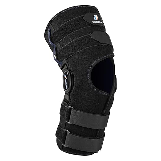 T TIMTAKBO 16inch Tall Hinged Knee Brace for Men/Women with Full Support,4 Compression Straps,2 Metal Side Stabilizers,Breathe Air Spacer Drytex Wrap for Knee Pain Relief,ACL,Arthritis,Meniscus