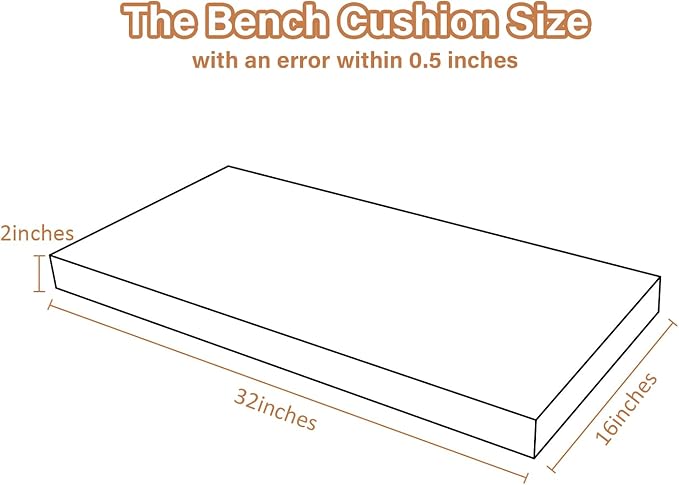 32x16x2 Linen Bench Cushion, Strengthen Breathable Indoor Seat Cushions, High-Density Bench Pad with Anti-Slip Bottom, Indoor Cushion for Bay Window Porch Furniture - Grey
