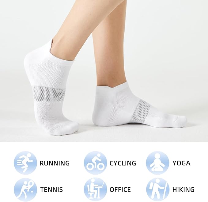 FITRELL 5-6 Pairs Ankle Running Socks for Women Athletic Cushioned Low Cut Tab Sports Socks