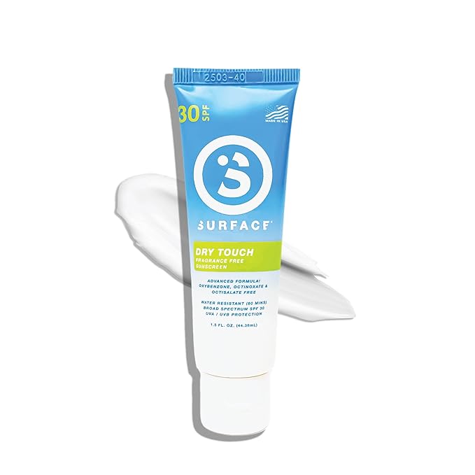 Surface Sunscreen Lotion SPF 50 for Face and Body, Natural Formula, Lightweight and Reef Friendly, Broad Spectrum UVA UVB Protection, Water Resistant Sun Care for Outdoor Use, Fragrance Free, 1.5oz