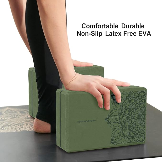nuveti Yoga Blocks Set of 2, High Density Yoga Brick Foam Blocks to Improve Strength, Flexibility and Balance Brick Foam Blocks