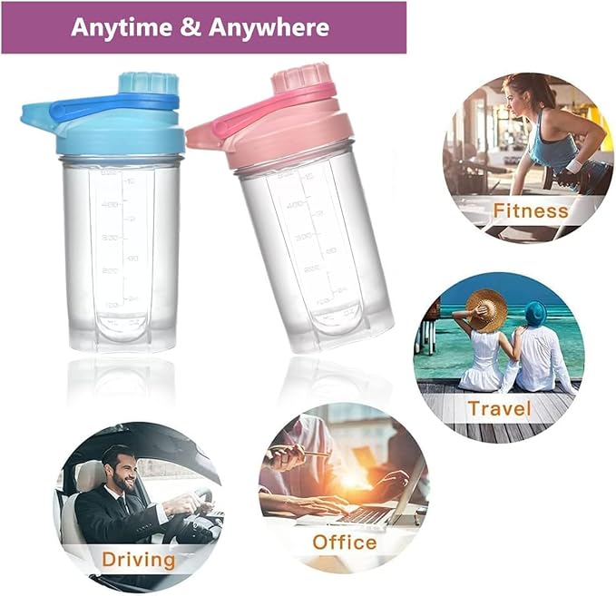 Shaker Bottle in Platinum Gray w. Stylish Mechanic Design(Twist Cap Lockable Anti-Leaking Fixed w. Slim Arm,Large Moden Loop),Strong Body Anti-Drop,Hard 1.77" Plastic Mixer Ball,BPA Free,16 OZ/ 500 ML