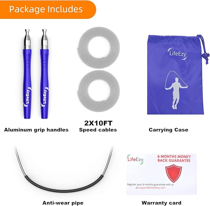 Jump Rope, High Speed Weighted Jump Rope - Premium Quality Tangle-Free - Self-Locking Screw-Free Design - Jump Ropes for Fitness - Skipping Rope for Workout Fitness, Crossfit & Home Exercises