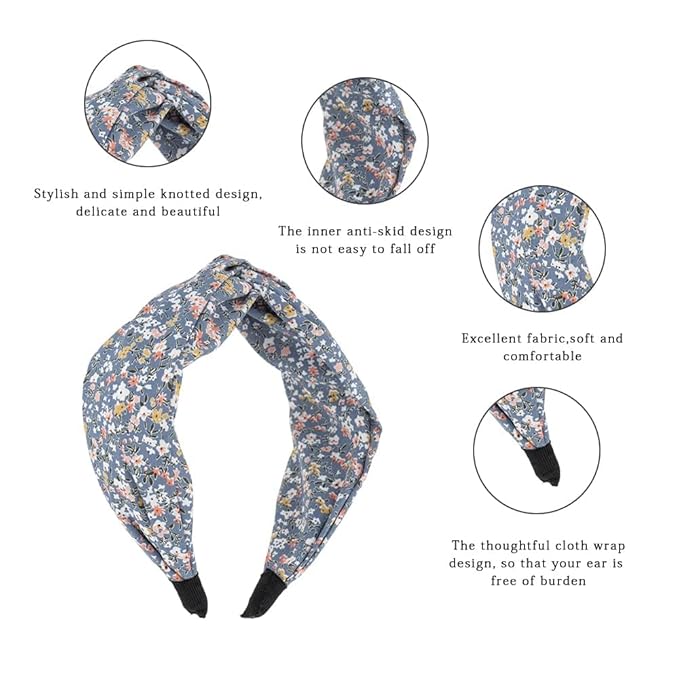 Madison Tyler Headbands for Women | Cute Top Knotted Floral Outdoor Hairbands for Girls | Thin Hair and Thick Hair | Skincare and Boho Spring Headband for Washing Face