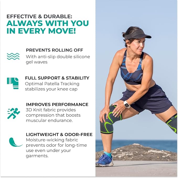 Modvel Compression Knee Brace for Women & Men, 2-Pack Knee Brace for Running Knee Pain, Knee Support Compression Sleeve, Workout Sports Knee Braces for Meniscus Tear, ACL & Arthritis Pain Relief