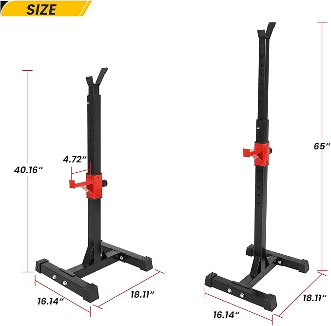45-70.5inch Adjustable Bench Press Stands Dip Stand for Home Gym Full Body Multi-Function Workout Fitness, Adjustable Portable Squat Rack 441LBS Max Load