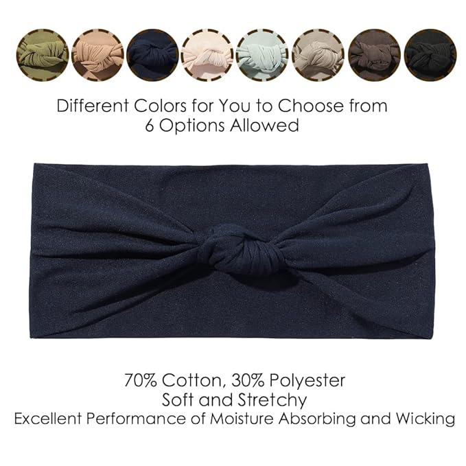 Vercret 8 Pack Knotted Headband for Women Non Slip - Boho Wide Hair Bands Yoga Workout Running Sport Elastic Twist Knot Hair Wraps Hair Accessories for Girls