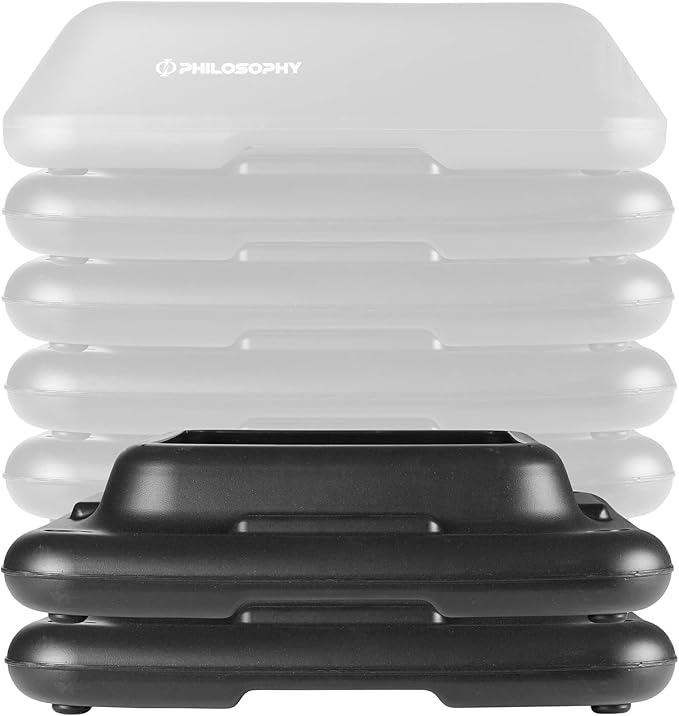 Philosophy Gym Aerobic Exercise Adjustable Step Platform Risers, 2 Pack - Black