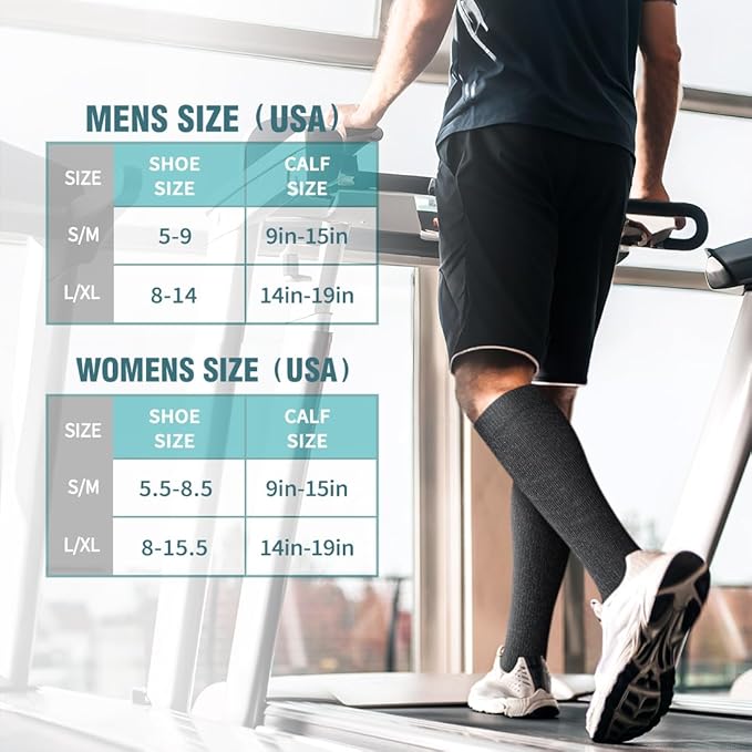 BLUEENJOY Copper Compression Socks for Women & Men (6 pairs) - Best Support for Nurses, Running, Hiking, Recovery