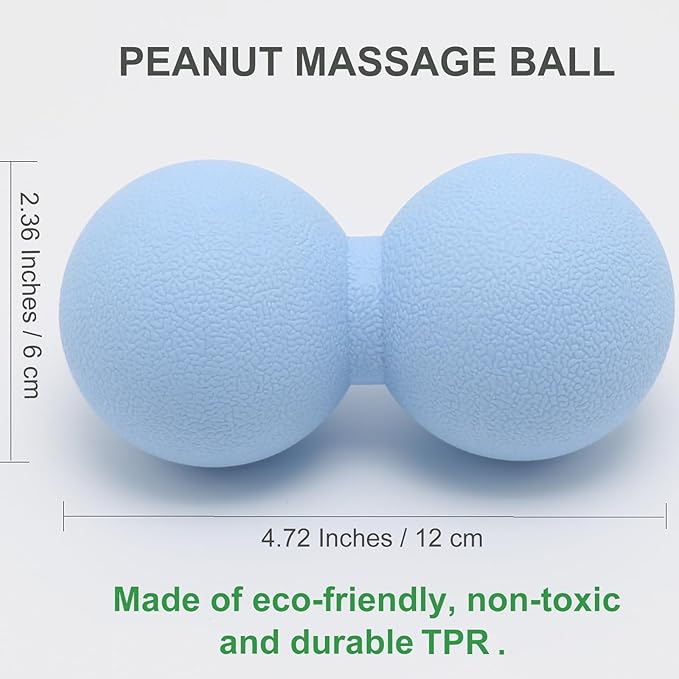 Hard Peanut Massage Ball, Double Lacrosse Massage Ball. Deep Tissue Massage Roller Mobility Ball for Physical Therapy Myofascial Release Muscle Relaxer Acupoint Massage (Blue)