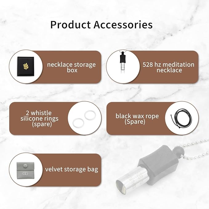 528 Hz Meditation Necklace, Breathing Necklace Frequency Sound Healing Device by Adjusting, Quit Smoking Necklace, The Breathing for Anxiety & Stress Relief Mindfulness (Silver)