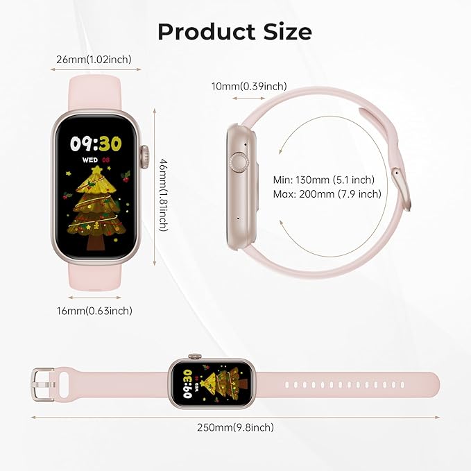 Fitness Tracker for Men Women, 24/7 Heart Rate, SpO2 and Sleep Monitor Health Watch, Calorie Step Counter Fitness Watch IP68 Waterproof Smart Watch for Android and iOS, Blush Pink