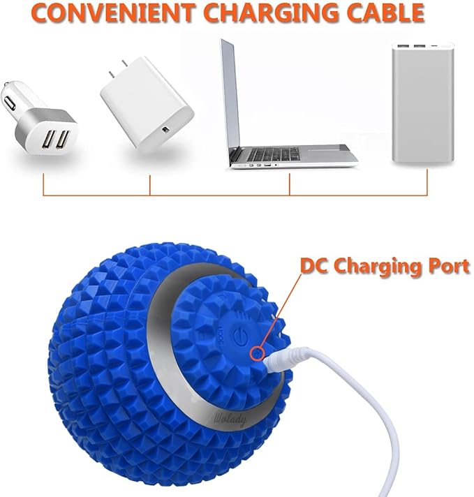 Vibrating Massage Ball 4-Speed High-Intensity Fitness Yoga Massage Roller, Relieving Muscle Tension Pain & Pressure Massaging Balls (Blue)