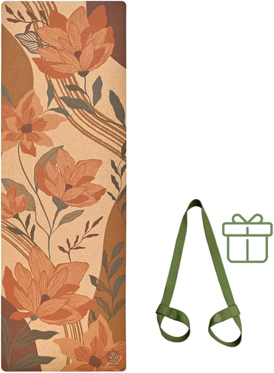 Cork Yoga Mat with Natural Rubber Base, Extra Size, Thickness and Support, Excellent Cushion & Grip, Non-Slip, Non-Toxic, Sweat-Resistant, Sustainable, Eco-friendly Exercise Mat