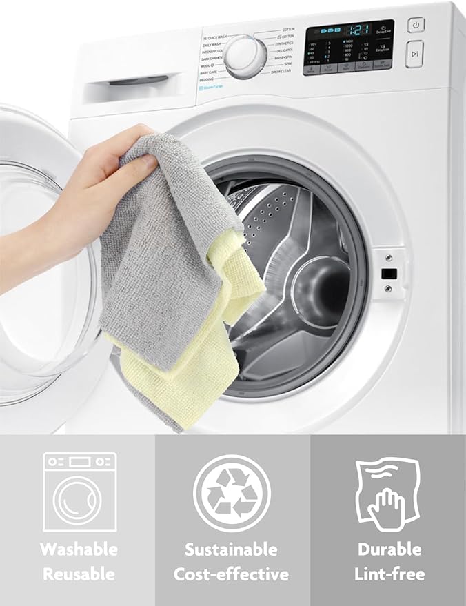 Fantasticlean Microfiber Cleaning Cloth Roll -75 Pack, Tear Away Microfiber Towels, 12" x 12", Reusable, Washable, Scratch Free, Ultra Absorbent Dishcloth for Home Supplies, Car, Pet, Kitchen (Beige)