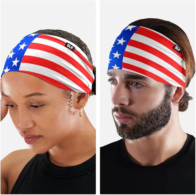 SLEEFS Sweat Bands Headbands Men & Women - Cooling Sports Mens Headband for Running, Football, Basketball, Cycling, Workout - Sweat Moisture Wicking Head Band Stretch Fit, Non-Slip Design - One Size
