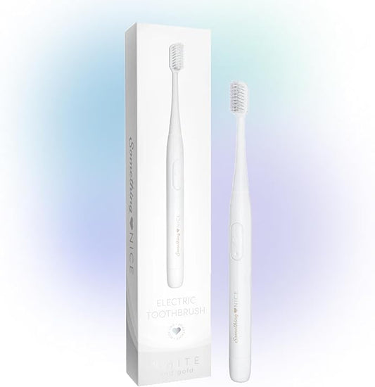 Something Nice Electric Sonic Toothbrush with Case | Dentist Approved, Soft Bristles, & Ergonomic Design | 18K Vib/Min Travel Electric Toothbrush for Braces (Batteries NOT Included)