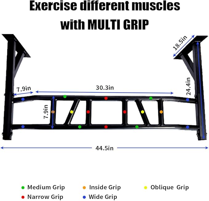 PLKO Wall Mount Pull Up Bar Wall Mounted Body Press Pull Up Bar Gym Chin-Up for Upper Body Workout