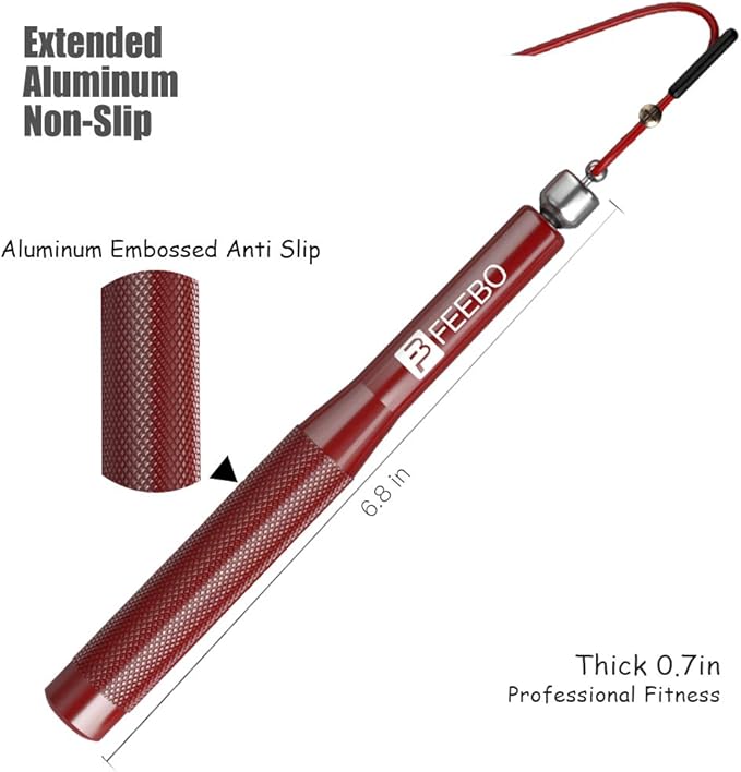 feebo High Speed Jump Rope with Double Ball Bearing, Adjustable Tangle-Free Jumping Rope with 2 Speed Rope & Aluminum Non-Slip Grip, Weighted Skipping Rope for Double Unders,Boxing, MMA, Fitness