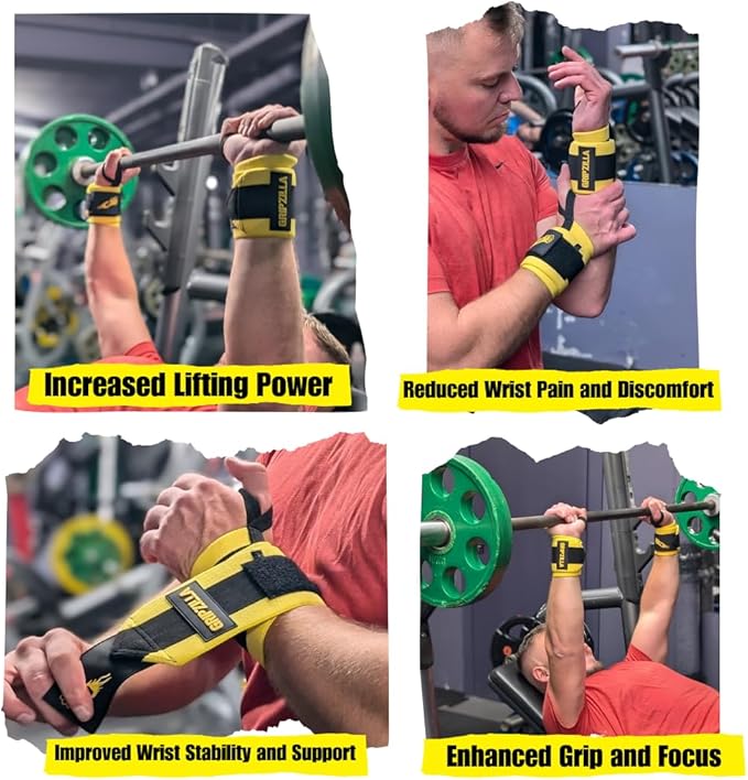 GRIPZILLA Wrist Wraps for Weightlifting Men/Women - Premium Lift Heavier Wrist Straps for Weightlifting, Gym, Carpal Tunnel Wrist Brace Weight Lifting Wrist Wraps with Thumb Loop for Powerlifting, Deadlift