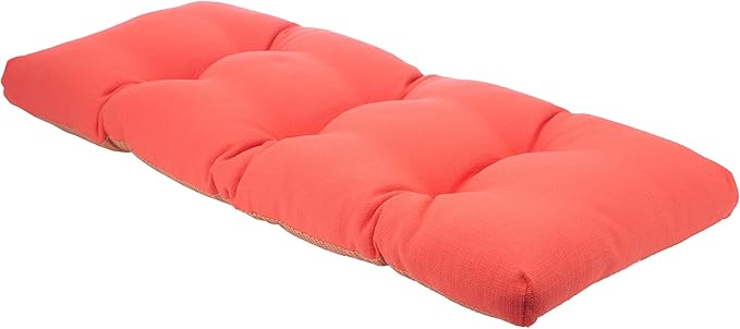Klear Vu The Gripper Omega Non-Slip Tufted Bench Cushion for Indoor Furniture, Entryway Storage, Bay Window, Corner Nook or Piano Seat, 33 Inches, 16 Coral
