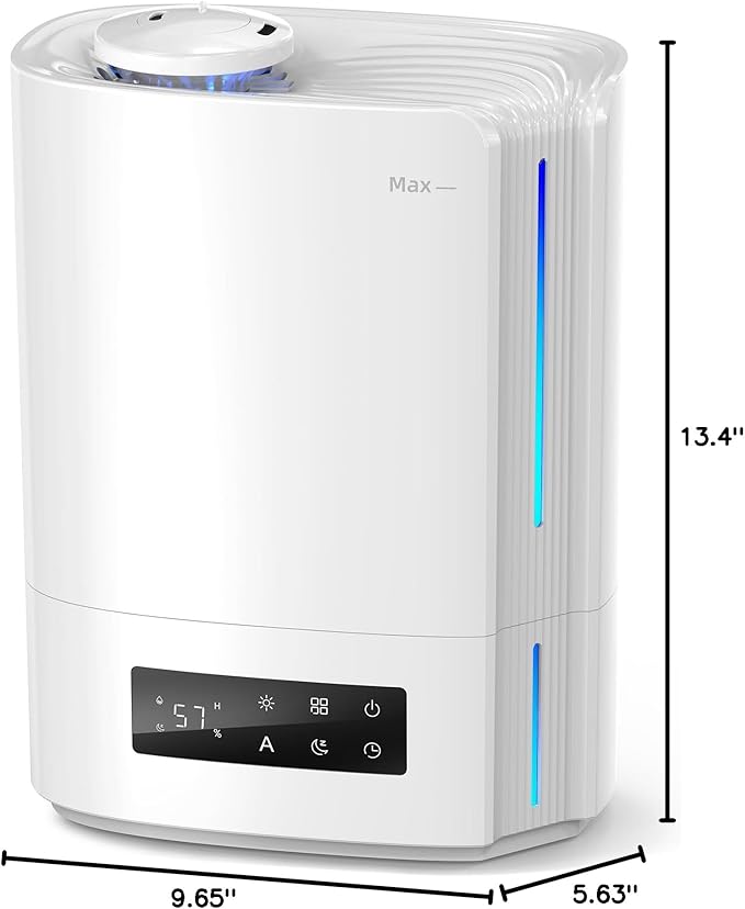BREEZOME 6L Humidifiers for Bedroom Large Room & Essential Oil Diffuser, Ultrasonic Top Fill Cool Mist Humidifiers for Baby, Plants, Nursery Last up to 60 Hours, Smart Humidistat Control, Quiet, White