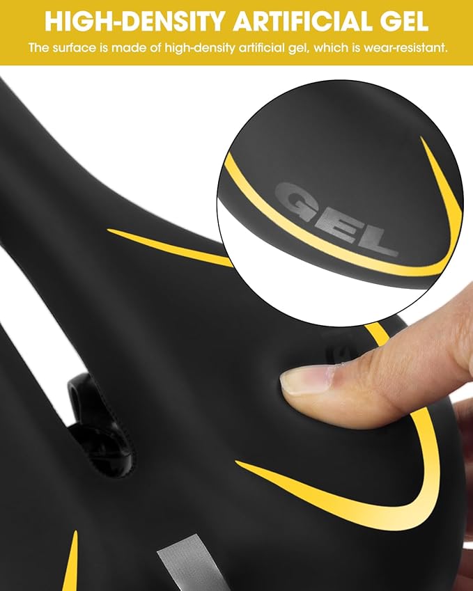Comfortable Bike Seat for Men & Women, Waterproof Bicycle Seat, Breathable Mountain Bike Saddle, Gel Bicycle Saddle for MTB, BMX, Road Bike, City Bikes, Exercise Bikes