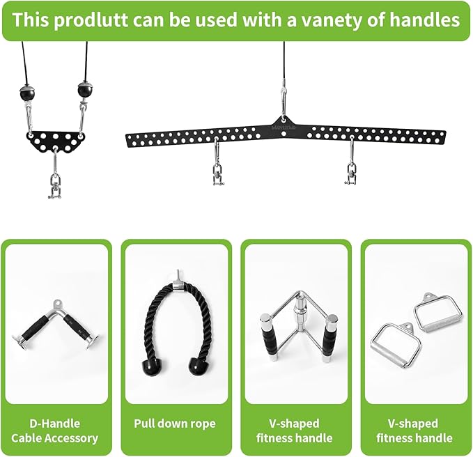 Multi-Grip LAT Pull Down Bar Hardened Powder-Coated Finish, 360° Rotating Stainless Steel Adapter, Neutral & Wide Grip Spreader Bar for Pulley System Gym & Cable Machines