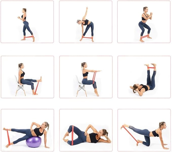 Resistance Bands,Set of 5 Exercise Bands with Different Strength Levels,Elastic Resistance Loop Bands for Exercise, Pilates,Yoga, Stretching, Home Fitness