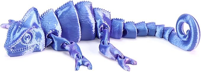3D Printed Chameleon Articulated Fidget Toy - 12Inch PLA Flexible 3D Lizard Toy with Movable Joints, Stress Relief Desk Decor & Unique Gift for Reptile Lovers, Kids & Adults