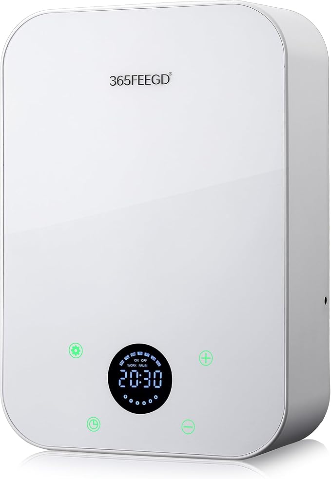 Waterless Essential Oil Diffuser, Portable Bluetooth Aromatherapy Device for Home, 24/7 Customizable Schedule, 1600 sq ft Coverage, 2×D Cell or Plug-in Powered (Dual Power-White)