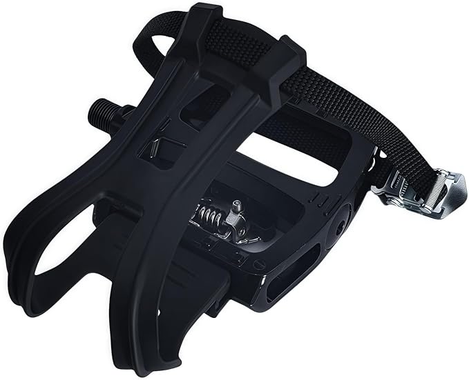 YBEKI Professional SPD/Toe Clip Spin Bike Pedals and Straps for Indoor Exercise Cycling & Peloton/Schwinn/Sunny/Bikes Compatible, 9/16" Axle with Sealed Bearings + 12-Month Warranty