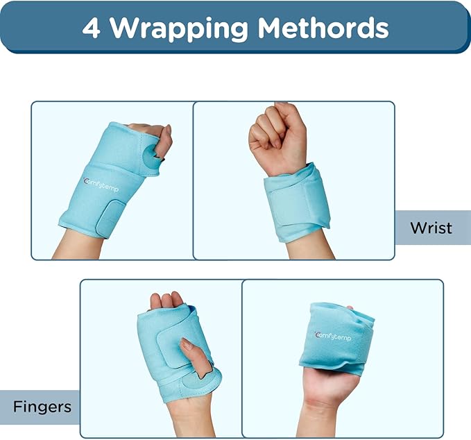 Comfytemp Wrist Ice Pack Wrap for Carpal Tunnel Relief, Wrist Brace for Hands Pain, Gel Ice Packs for Injuries Reusable, Hot Cold Compression for Tendonitis, Tenosynovitis