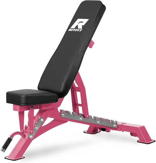 RITFIT Adjustable Weight Bench with Multiple Back Positions for Full Body Workouts, Incline, Decline, and Flat Settings for Home Gym Strength Training, 1300LB Capacity