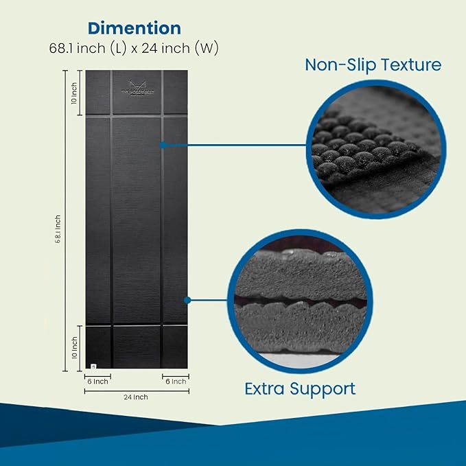 Foldable Yoga Mat Thick, in 6 Combinations; Greater Support and Protection for Joints, Body Alignment System, and Sections for Hands and Feet. Non-slip texture and water-resistant