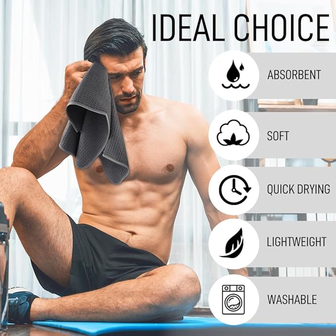 SUNLAND Microfiber Sports Workout Towels Fast Drying Fitness Sweat Towels for Men & Women Lightweight Multi-Purpose Gym Exercise Towel