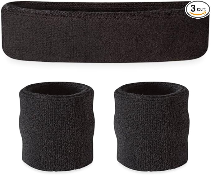 Suddora Sweatbands for Kids, Moisture Wicking 2 Wristbands and 1 Headband Set, Soft and Skin-Friendly Fabric, Moisture-Wicking Athletic Sweat Bands for Basketball, Baseball, Soccer