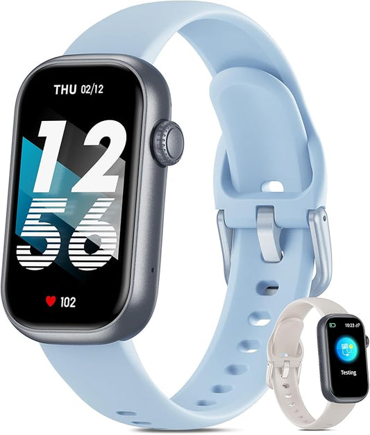 Fitness Tracker for Men Women, 24/7 Heart Rate, SpO2 and Sleep Monitor Health Watch, Calorie Step Counter Fitness Watch IP68 Waterproof Smart Watch for Android and iOS, Light Blue